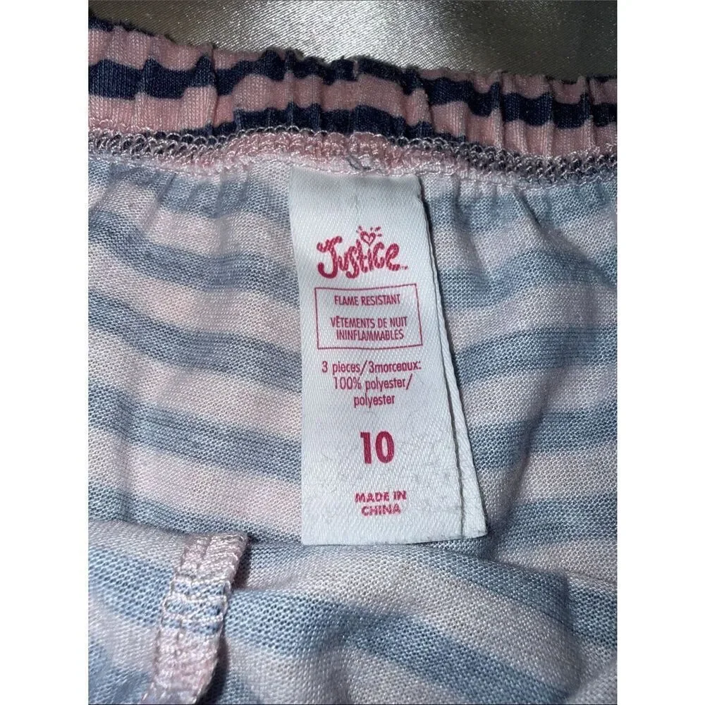Kids Justice Pink and Blue Striped pajama lounge shorts